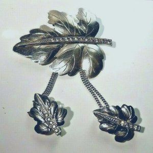 Elegant STERLING SILVER Signed INTEGRITY Chained Leaf Brooch